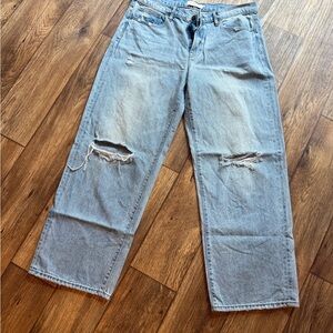 Women's Light Blue Distressed Boyfriend Jeans